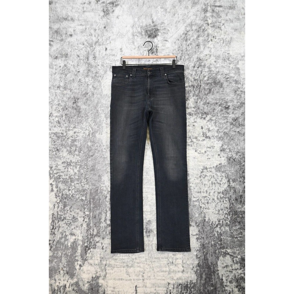 Nudie Thin Finn Jeans in Black Gray Denim Size 32 x 31